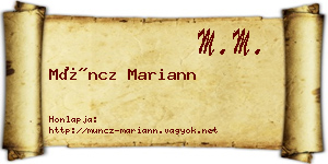 Müncz Mariann névjegykártya